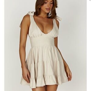 Meshki Cream Plunge Sundress for Wedding Guest